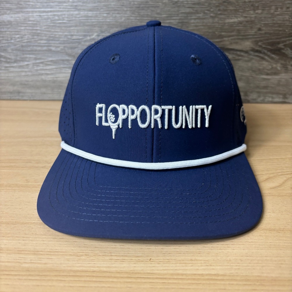 Flopportunity Hat Cap Snap Back Blue Performance Golf Golfing‎ Adjustable
